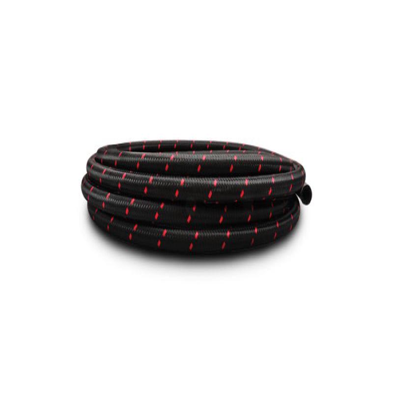 Vibrant -12 AN Two-Tone Black/Red Nylon Braided Flex Hose (5 foot roll) (VIB11992R)