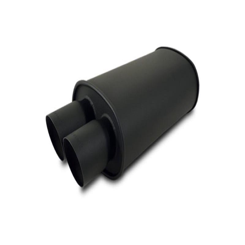 Vibrant StreetPower FLAT BLACK Oval Muffler with Dual 3in Outlet - 3in inlet I.D. (VIB1149)