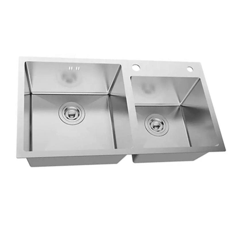 Double Bowl Kitchen Bar Sink 78x46cm with Waste & Basket