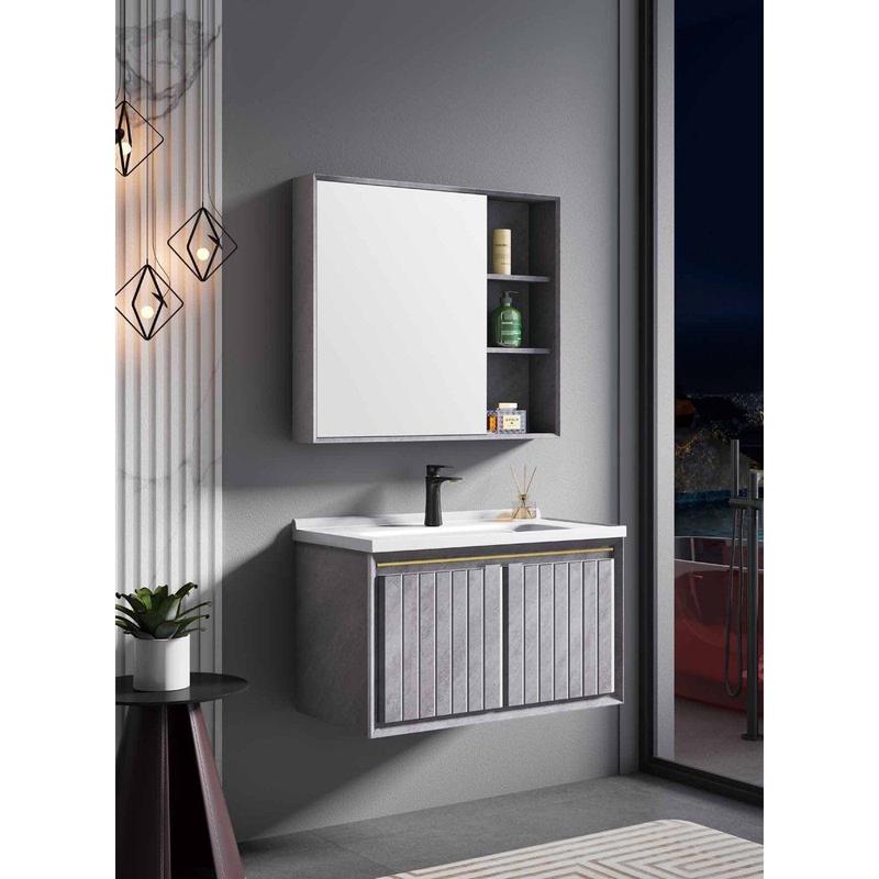 Bathroom Luxury 80cm Wall-Mounted Vanity Cabinet with Mirror - WK-K-9602
